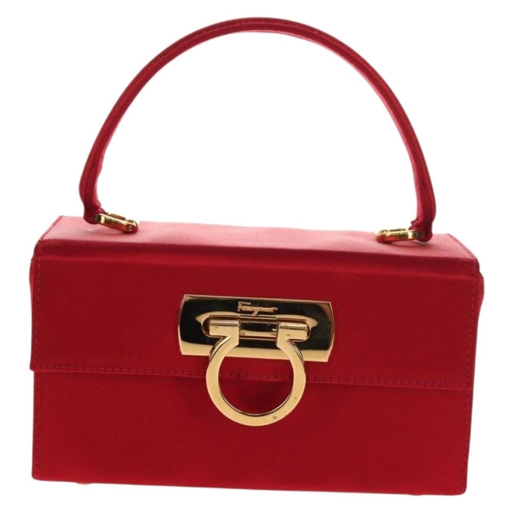 Salvatore Ferragamo Satin Gancini Handbag Red